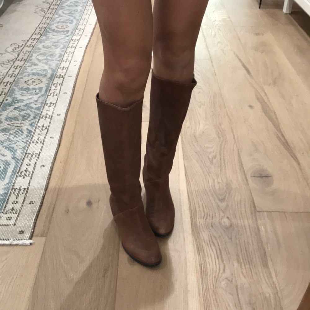 J Crew knee high leather brown boots size 5